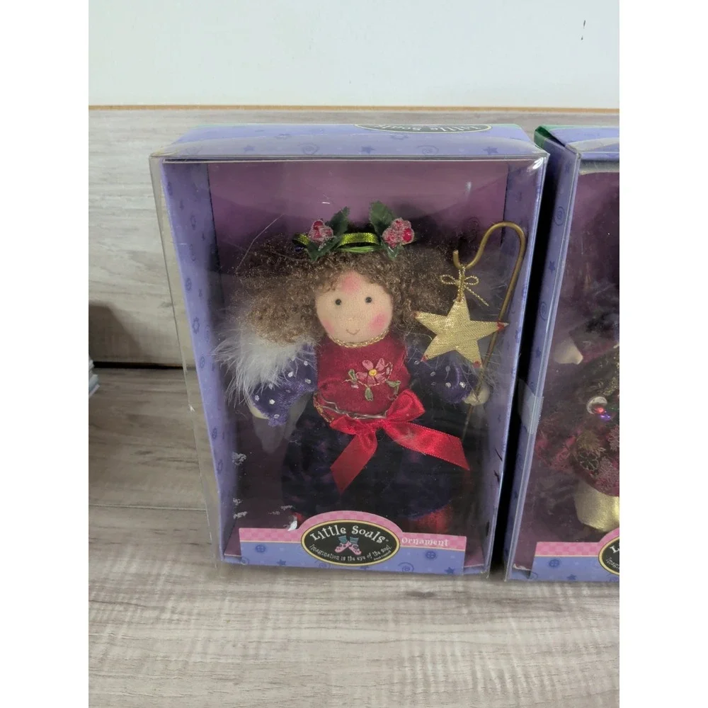Little Souls Inc Ornament Doll  year 2004 Holiday Decoration Lot of 2